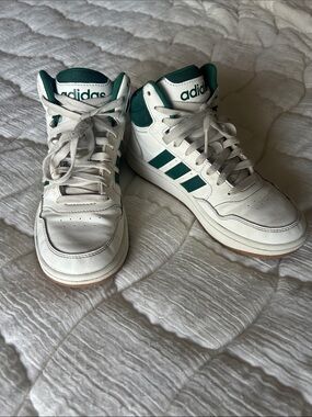 adidas White and Green Men’s High-Top Sneakers